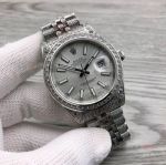 Iced Out Rolex Datejust ii 41 Silver Dial And Stick Markers Swiss 3255 Replica Watches 